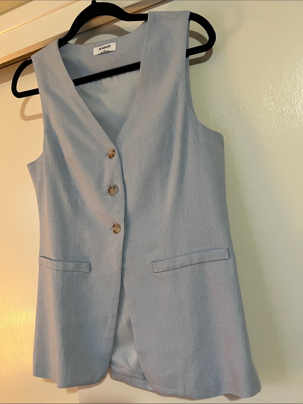 Workshop Republic Clothing Light Blue V-Neck Sleeveless Vest